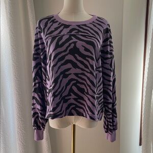 Sundry Rent the Runway Purple and Black Zebra Print Raw Sweatshirt Medium